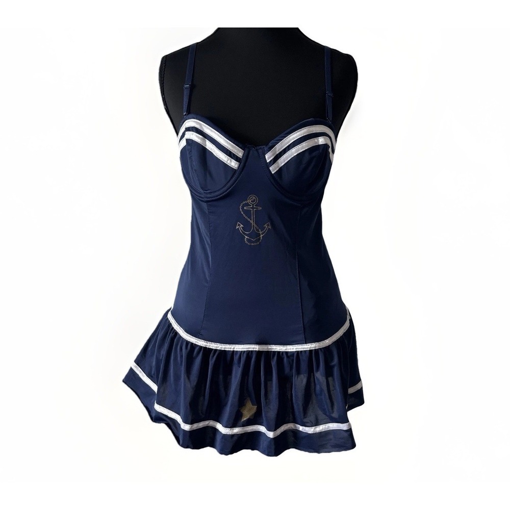 Body candy Naughtycal Babydoll Dress Size Medium Cosplay Coquette Lingerie Blue